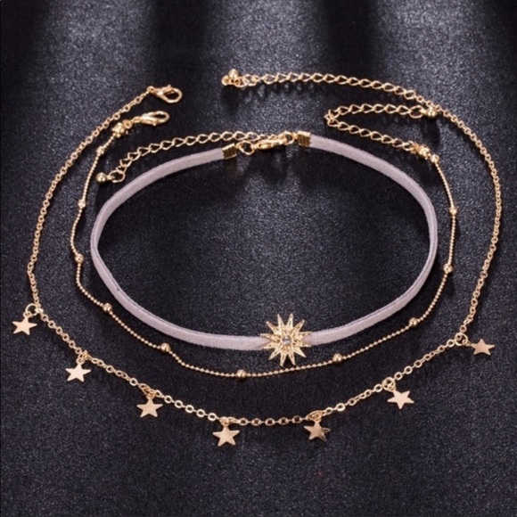 3/$30 RESTOCKED! Crystal Sun Choker Necklace Multilayer Boho Cute Star Statement - Picture 2 of 9